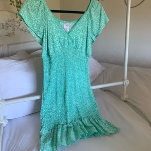 Green V-neck dress